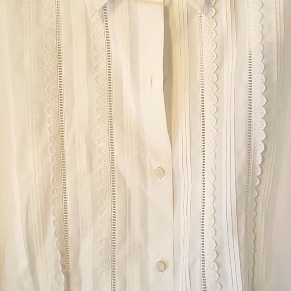 LAUREN RALPH LAUREN WOMEN’S WHITE LONG SLEEVE STITCHED FRONT SHIRT SZM - Picture 4 of 10